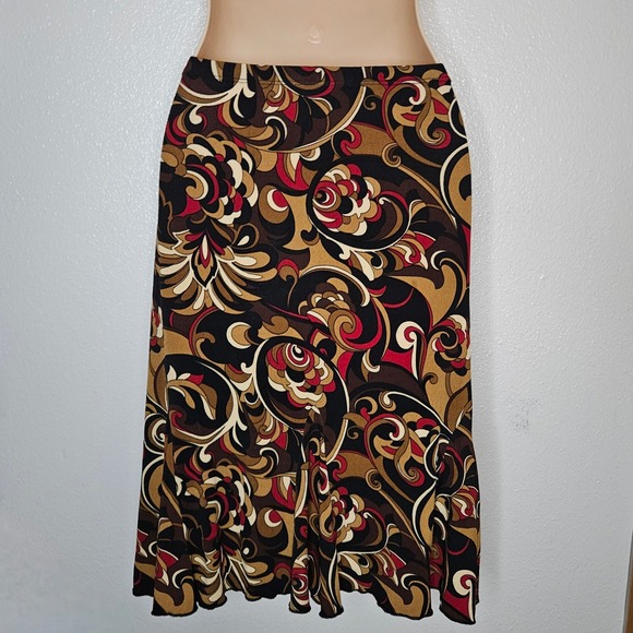 Briggs New York Paisley Floral Flounce Hem Midi Skirt - Picture 2 of 3